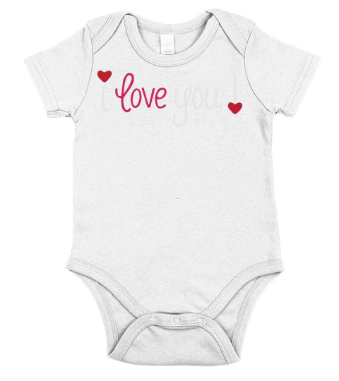 Valentines day I love you Hearts Exclamation mark Short Sleeve Baby One-Piece