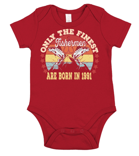 30Th Fishermen Birthday Gift- Born In 1991 Fishing Short Sleeve Baby One-Piece
