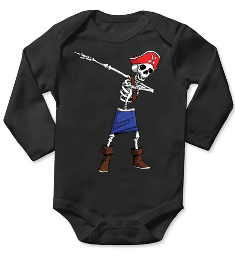 Halloween Pirate Dabbing Skeleton Gift Dab print Long Sleeve Baby One-Piece