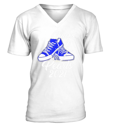 Chucks And Pearls 2021 Blue Color Basic V-Neck T-shirt
