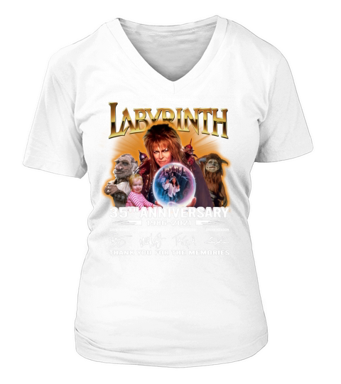 Labyrinth 35th anniversary 1986 2021 signatures thank you for the memories V-neck T-Shirt Woman