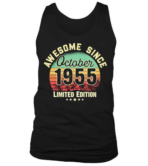 October 1955 66th Year Old Birthday Gift Retro Men's Tank Top