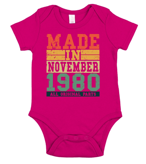 1980 Birthday November Vintage Saying Short Sleeve Baby One-Piece