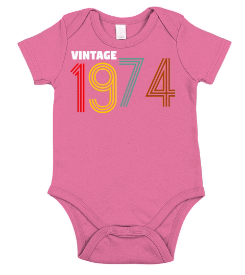 Vintage 1974 Birthday Gift Shirt For Women And Men Short Sleeve Baby One-Piece