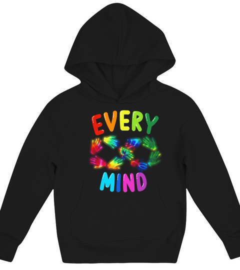 Colorful Rainbow Neurodiversity Every Mind Infinit Kids Hoodie