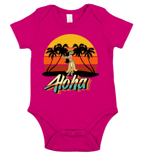 Aloha Retro Hula Girl Vintage Hawaiian Dancer Short Sleeve Baby One-Piece