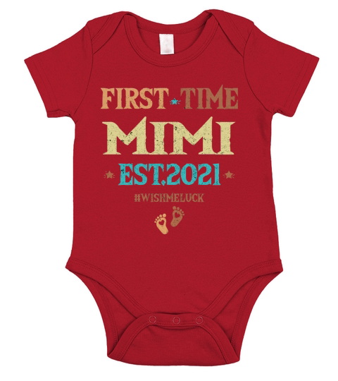 Vintage First Time Mimi EST 2021 Wish Me Luck New Baby Pregnancy Announcement Gift Short Sleeve Baby One-Piece