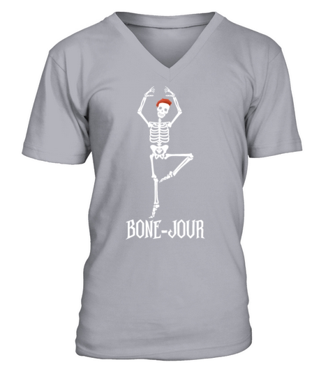 Bone-jour French Skeleton Halloween Party Men's V-Neck T-shirt