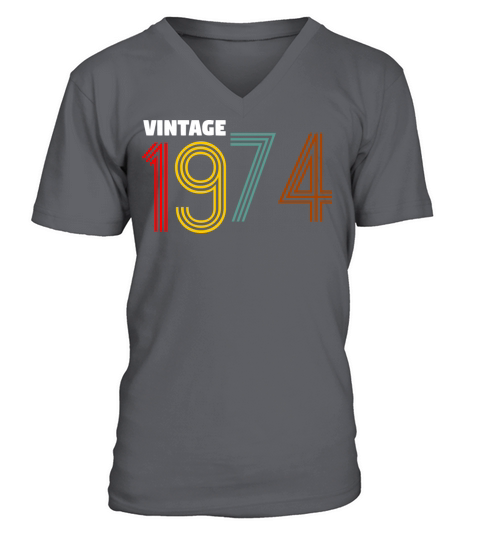 Vintage 1974 Birthday Gift Shirt For Women And Men Men's V-Neck T-shirt