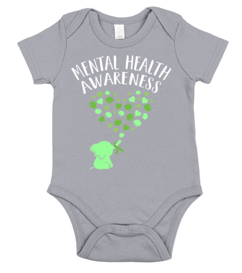 Mental Health Awareness Ribbon Elephant Short Sleeve Baby One-Piece