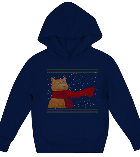 Knitted Snow Cat Kids Hoodie