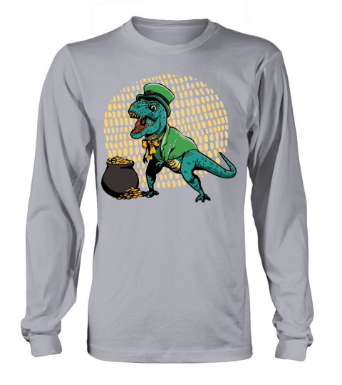 st pattys 2022 T-Rex Dinosaur Gold Patricks day Long sleeved Unisex