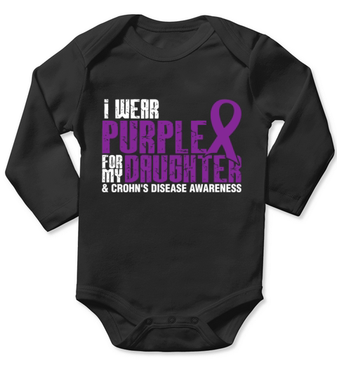 I Wear Purple For My Daughter And Crohns Disease Long Sleeve Baby One-Piece