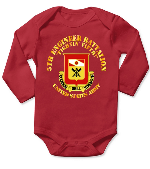 5th Engineer Battalion - Fightin Fifth Tshirt Long Sleeve Baby One-Piece