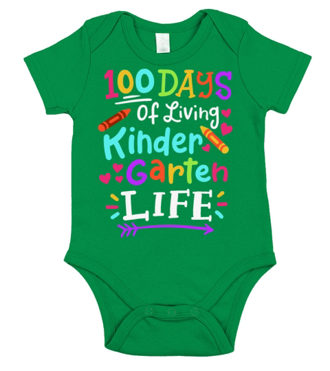 100 Days of School Kindergarten Short Sleeve Baby One-Piece