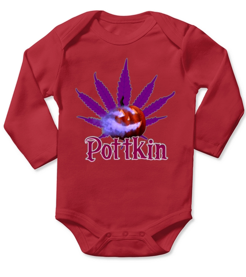 Pottkin Halloween Pumpkin Cannabis Long Sleeve Baby One-Piece