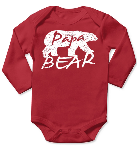 Papa Bear T Shirt for Dads Fathers - Father Day Gift Long Sleeve Baby One-Piece