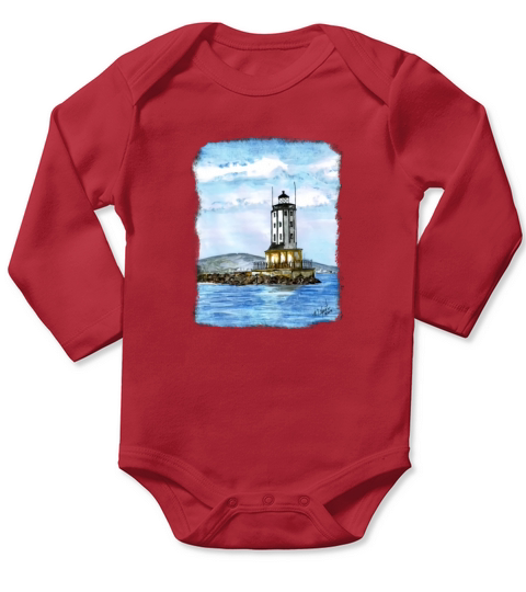 Los Angeles Lighthouse Angeles Gate San Pedro Original Art Long Sleeve Baby One-Piece