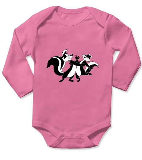 Pepe Le Pew And Penelope Portrait  - Unisex Long Sleeve Long Sleeve Baby One-Piece