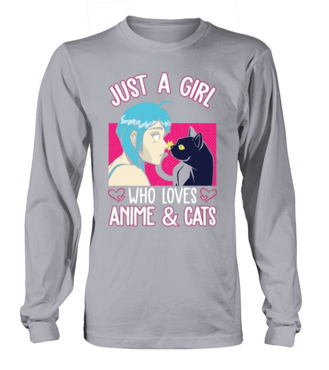 Anime Girl Love Cat Otaku Japanese Comic Manga Fan Women's Long Sleeve