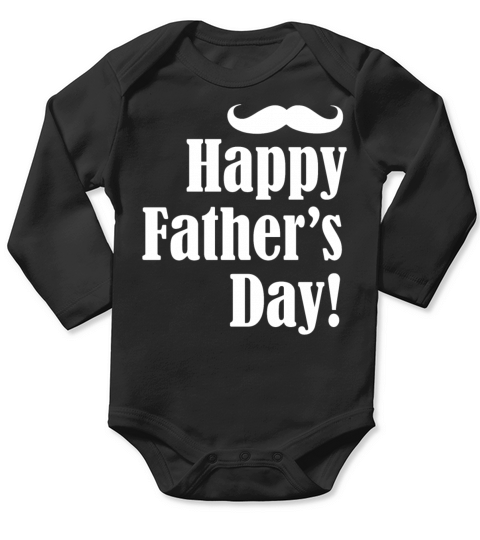 Happy Fathers Day 1 White Long Sleeve Baby One-Piece