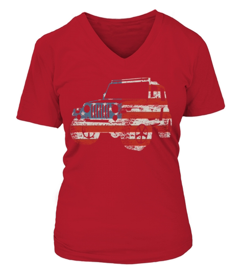 jeeping shirt in american flag design Women's V-Neck T-shirt