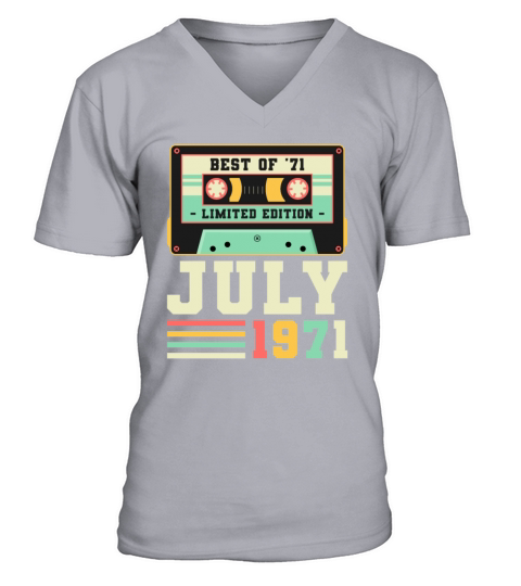 50th Birthday July Gift Vintage 1971 50 Years V-Neck T-shirt