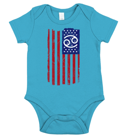 Cancer American Flag June July Birthday Zodiac Hor Short Sleeve Baby One-Piece