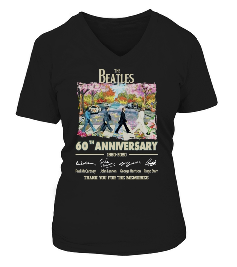 60th anniversary The Beatles 1960-2020 signature Thanks memories shirt V-neck T-Shirt Woman