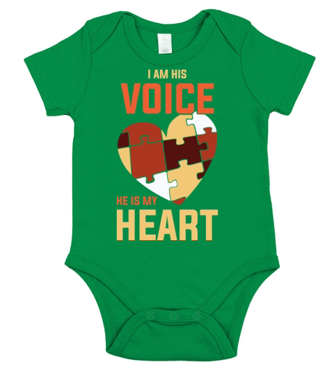 I Am His Voice Funny World Autism Day Gift Short Sleeve Baby One-Piece