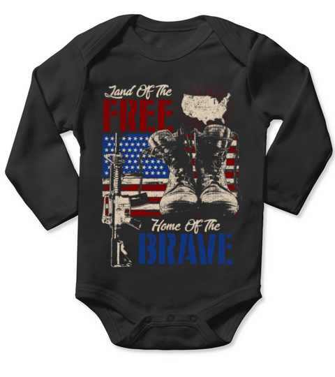 Land Of The FREE Home Of The The BRAVE Long Sleeve Baby One-Piece