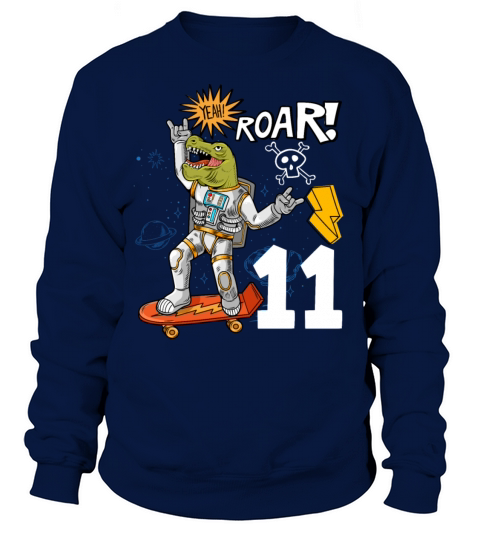 11th Birthday Boys 11 Years Dinosaur Skateboard Women's Sweatshirt
