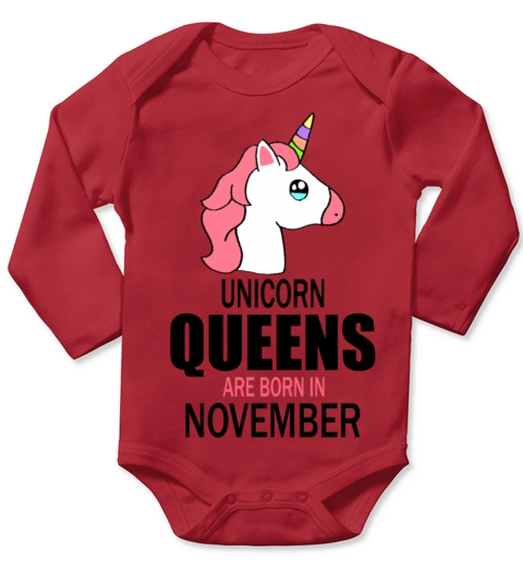 unicorn queens are born in november Long Sleeve Baby One-Piece