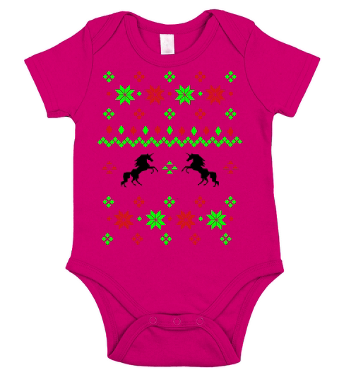 Ugly Christmas Sweater Unicorn Short Sleeve Baby One-Piece