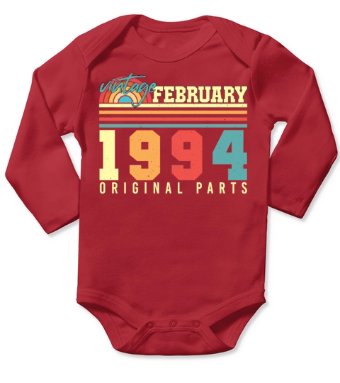 Gift Idea Vintage February 1994 Long Sleeve Baby One-Piece