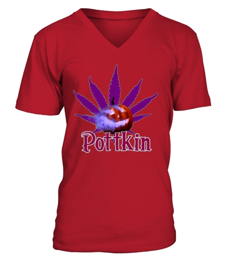 Pottkin Halloween Pumpkin Cannabis Men's V-Neck T-shirt