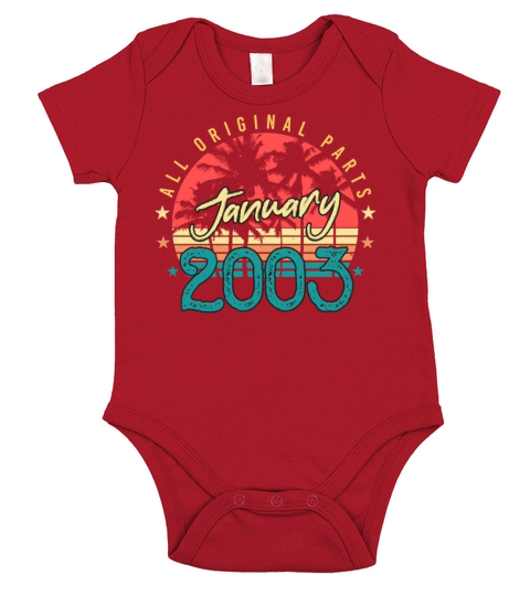 2003 January Born Retro Short Sleeve Baby One-Piece