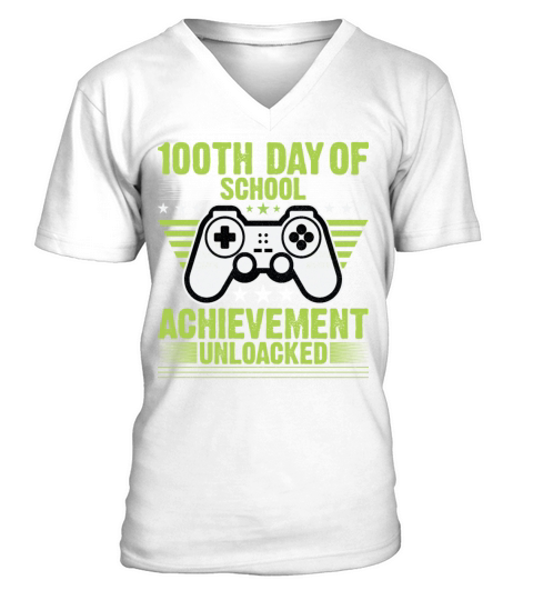 Happy 100th Day Of School Achievement UnlockedGame Men's V-Neck T-shirt