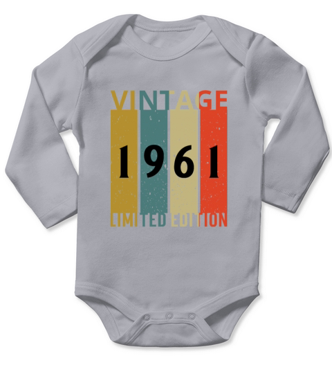 Vintage 1961 Limited Edition 60 Years Birthday Gif Long Sleeve Baby One-Piece