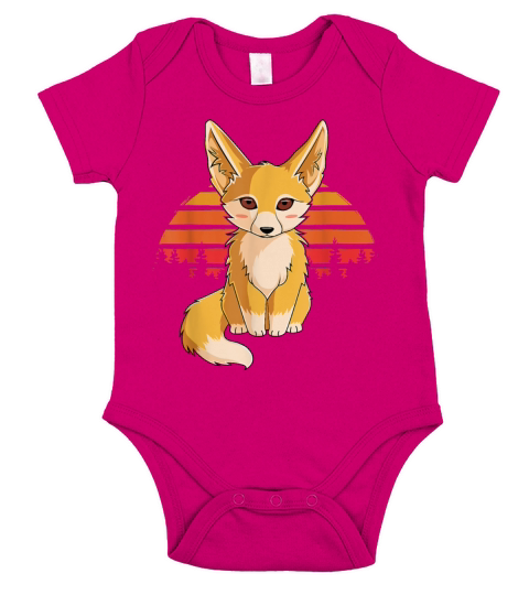 Retro Vintage Fennec Fox Cute Foxes Short Sleeve Baby One-Piece