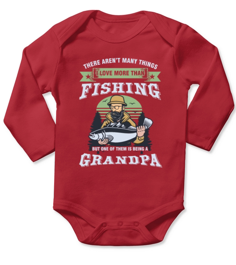 Fishing Fisherman Fishes Fish Gift I Love More Long Sleeve Baby One-Piece