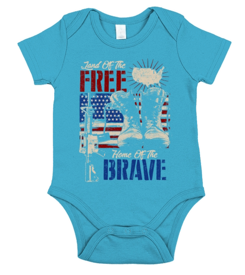Land Of The FREE Home Of The The BRAVE Short Sleeve Baby One-Piece