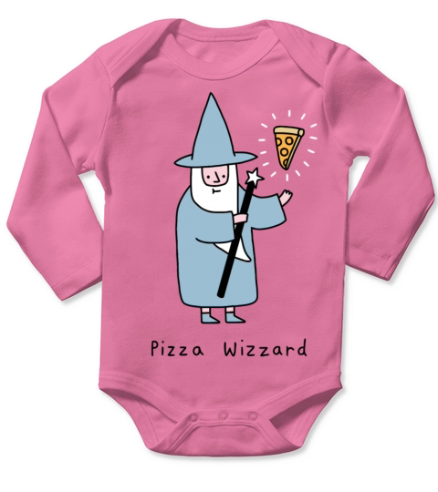 Pizza Wizzard Long Sleeve Baby One-Piece