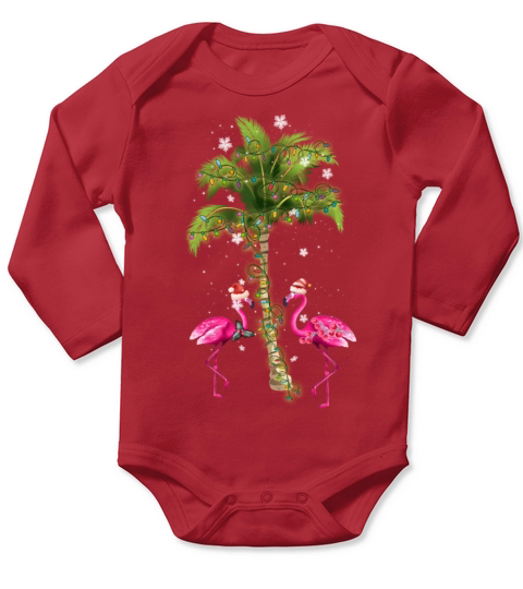 Tropical Flamingo Christmas Long Sleeve Baby One-Piece