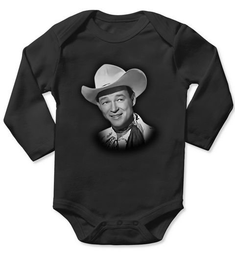 Vintage  Roy Rogers Portrait Mono Art Long Sleeve Baby One-Piece