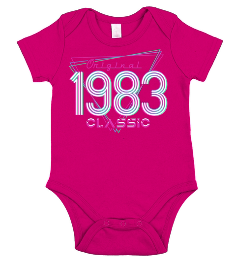 Born In 1983 Throwback Birthday Short Sleeve Baby One-Piece