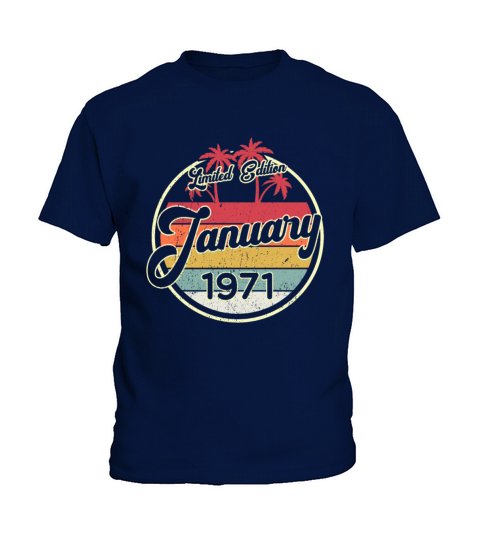 Vintage 80s January 1971 50th Birthday Gift Idea Kids T-Shirt