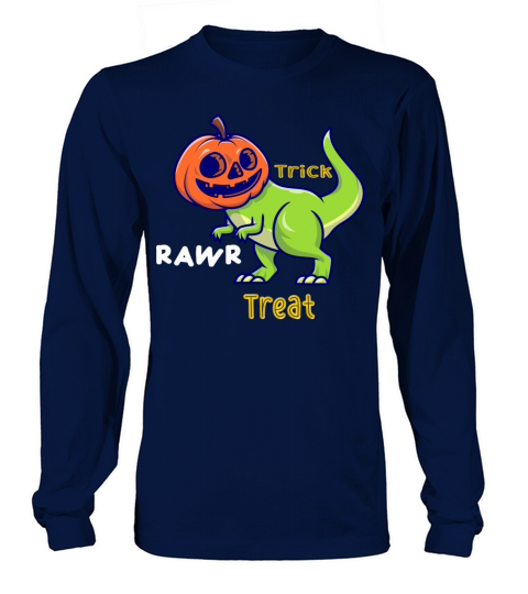 Kids Trick Rawr Treat Toddler Boys Halloween Shirt Men's Long Sleeve
