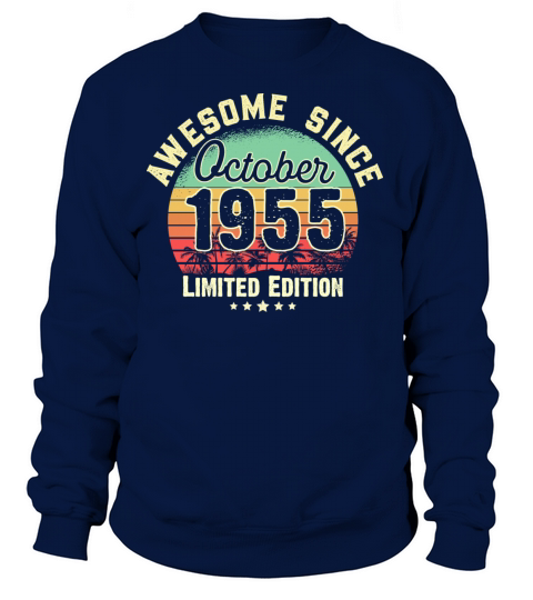 October 1955 66th Year Old Birthday Gift Retro Women's Sweatshirt