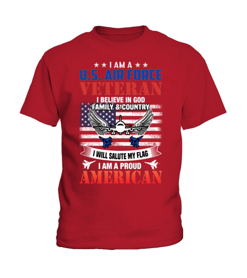 I am a U.S. air force veteran I believe in god family & country Kids T-Shirt